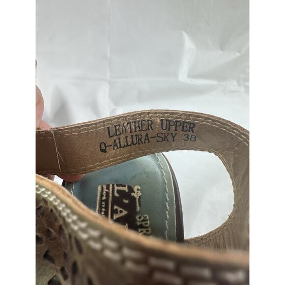 Spring Step L’Artiste Q Allura-Sky Blue Wedge Sandals Leather Sz 38 US 7-7.5 - Picture 4 of 7